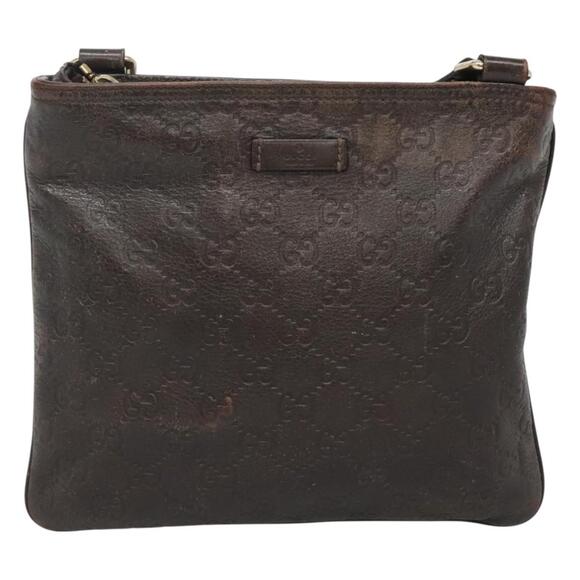 GUCCI GG Canvas Guccissima Bag Leather Dark Brown Gold - Picture 13 of 16